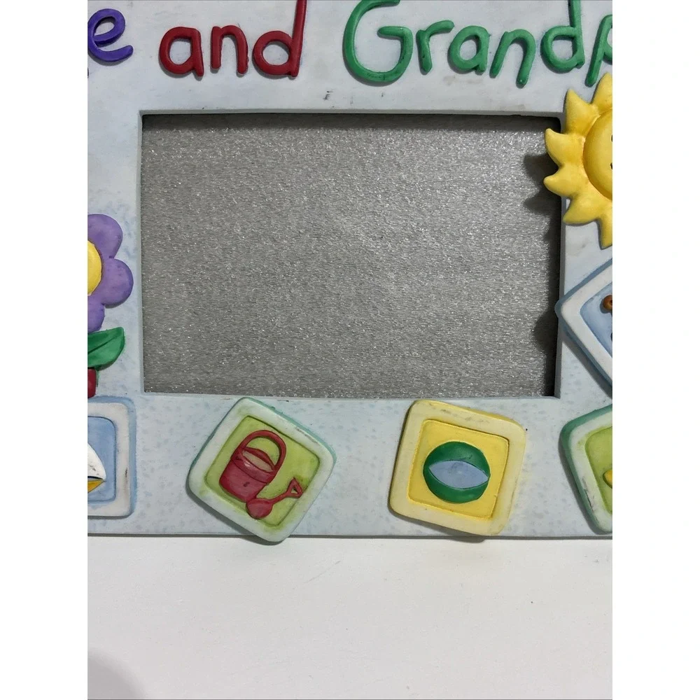 Russ Berrie‎ Me & Grandma Picture Frame W/boat Sunshine & Flower Ceramic